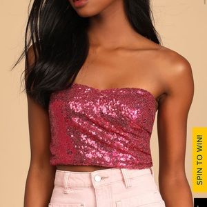 NWOT Sequin Strapless Crop Top